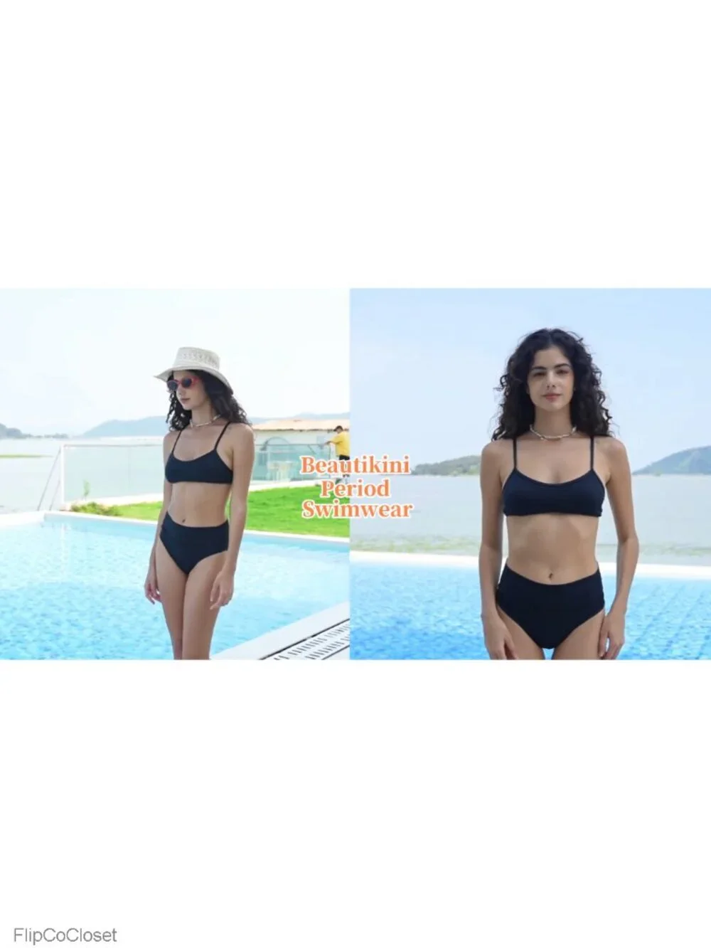 Period Swimwear Mid Waist Bikini Bottoms Full Coverage Menstrual Swimsuit UPF 50